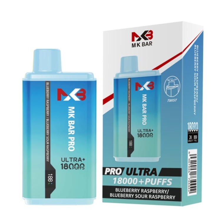 MK BAR 18000 Puff 0mg Blueberry Raspberry and Blueberry Sour Raspberry