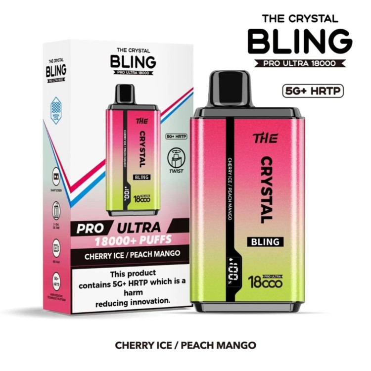 The Crystal BLING 18000 Puff 0mg Cherry Ice / Peach Mango