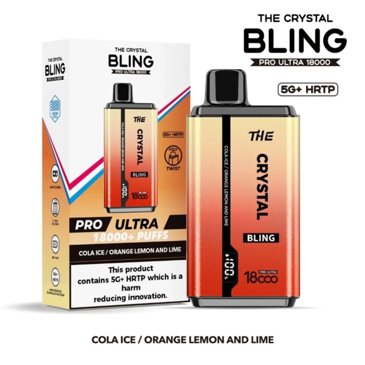 The Crystal BLING 18000 Puff 0mg Cola Ice, Orange Lemon and Lime